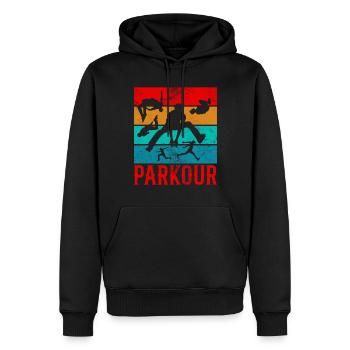 Backflip - Männer Premium Bio Hoodie - Schwarz - Vorne - Nico (187cm)