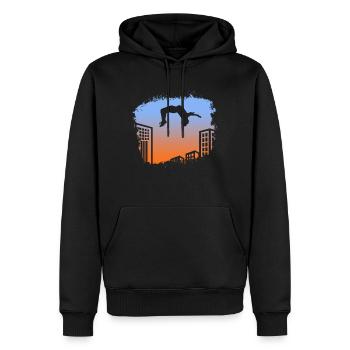 Backflip Salto Akrobatik Parkour Turnen Geschenk - Männer Premium Bio Hoodie - Schwarz - Vorne - Nico (187cm)