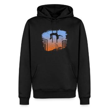 Backflip - Männer Premium Bio Hoodie - Schwarz - Vorne - Nico (187cm)