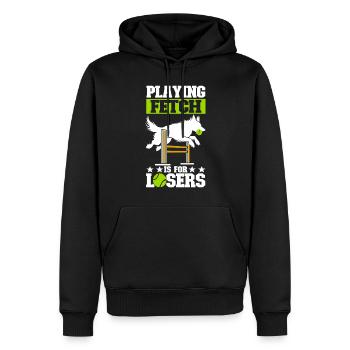 Flyball Hundesport - Männer Premium Bio Hoodie - Schwarz - Vorne - Nico (187cm)