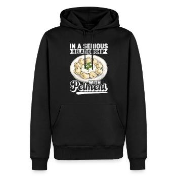 Pelmeni Cuisine russe - Sweat à capuche Premium bio Homme - noir - Devant - Nico (187cm)