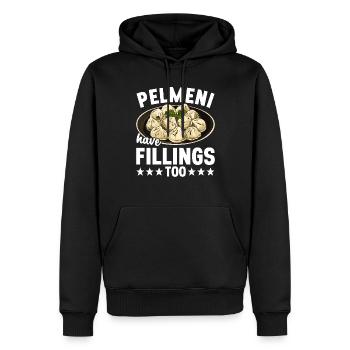 Pelmeni Cuisine russe - Sweat à capuche Premium bio Homme - noir - Devant - Nico (187cm)
