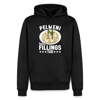 Pelmeni Cuisine russe - Sweat à capuche Premium bio Homme - noir - Devant - Nico (187cm)