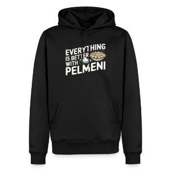 Pelmeni Cuisine russe - Sweat à capuche Premium bio Homme - noir - Devant - Nico (187cm)