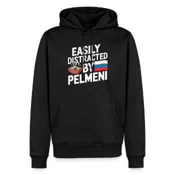 Pelmeni Cuisine russe - Sweat à capuche Premium bio Homme - noir - Devant - Nico (187cm)