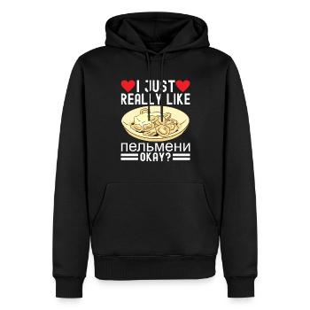 Pelmeni Cuisine russe - Sweat à capuche Premium bio Homme - noir - Devant - Nico (187cm)