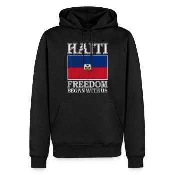 Haiti - Männer Premium Bio Hoodie - Schwarz - Vorne - Nico (187cm)