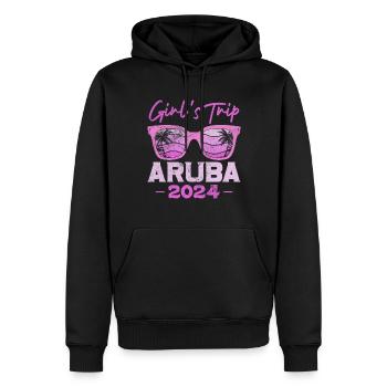 Aruba - Männer Premium Bio Hoodie - Schwarz - Vorne - Nico (187cm)