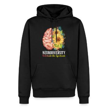 Autisme - Sweat à capuche Premium bio Homme - noir - Devant - Nico (187cm)