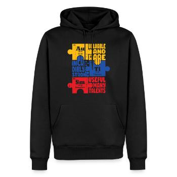 Autisme - Sweat à capuche Premium bio Homme - noir - Devant - Nico (187cm)