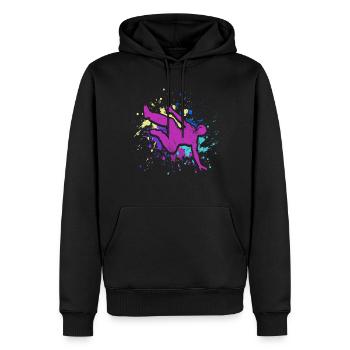 Backflip - Männer Premium Bio Hoodie - Schwarz - Vorne - Nico (187cm)