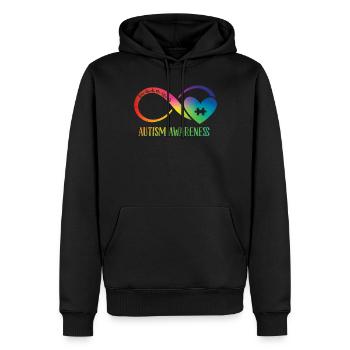Autisme - Sweat à capuche Premium bio Homme - noir - Devant - Nico (187cm)