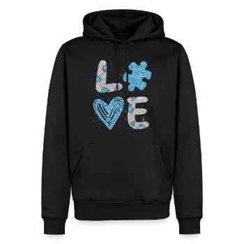 Autisme - Sweat à capuche Premium bio Homme - noir - Devant - Nico (187cm)