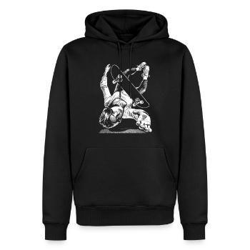 Skater Crash Shirt – Fallen und Aufstehen - Männer Premium Bio Hoodie - Schwarz - Vorne - Nico (187cm)