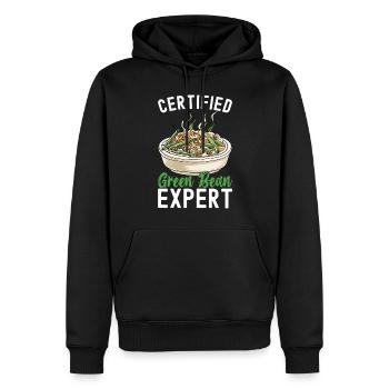 Casserole de haricots verts - Sweat à capuche Premium bio Homme - noir - Devant - Nico (187cm)