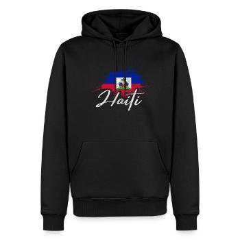 Haiti - Männer Premium Bio Hoodie - Schwarz - Vorne - Nico (187cm)