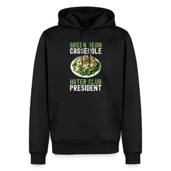 Casserole de haricots verts - Sweat à capuche Premium bio Homme - noir - Devant - Nico (187cm)