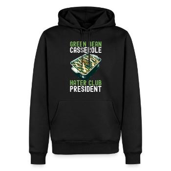 Casserole de haricots verts - Sweat à capuche Premium bio Homme - noir - Devant - Nico (187cm)