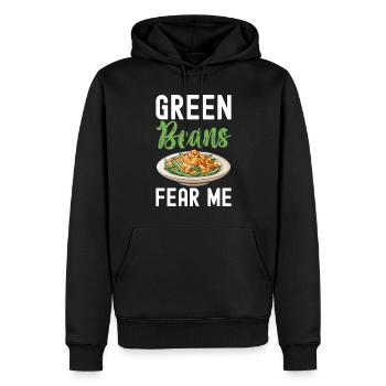 Casserole de haricots verts - Sweat à capuche Premium bio Homme - noir - Devant - Nico (187cm)