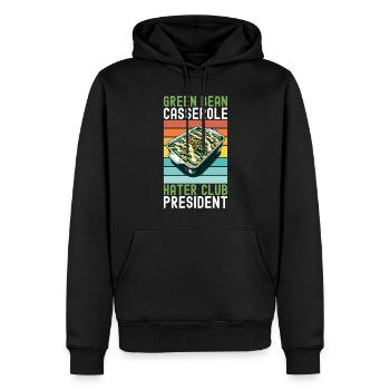 Casserole de haricots verts - Sweat à capuche Premium bio Homme - noir - Devant - Nico (187cm)