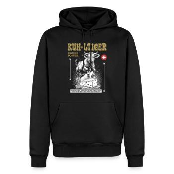 Feinschmecker Shirt: Alpen-Genuss & Tradition - Männer Premium Bio Hoodie - Schwarz - Vorne - Nico (187cm)