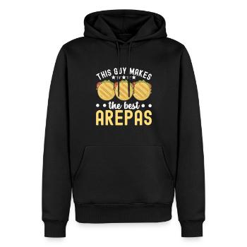 Arepas vénézuélienne - Sweat à capuche Premium bio Homme - noir - Devant - Nico (187cm)