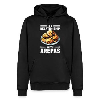 Arepas vénézuélienne - Sweat à capuche Premium bio Homme - noir - Devant - Nico (187cm)