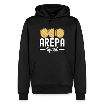 Arepas vénézuélienne - Sweat à capuche Premium bio Homme - noir - Devant - Nico (187cm)
