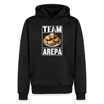 Arepas vénézuélienne - Sweat à capuche Premium bio Homme - noir - Devant - Nico (187cm)