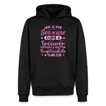 Une Super Serveuse - Cadeau serveuse - Sweat à capuche Premium bio Homme - noir - Devant - Nico (187cm)