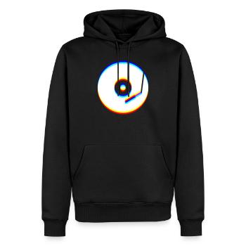 Glitch Kunst | Optische Täuschung Vaporwave EDM Rave - Männer Premium Bio Hoodie - Schwarz - Vorne - Nico (187cm)