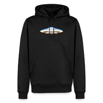 Glitch Kunst | Optische Täuschung Vaporwave EDM Rave - Männer Premium Bio Hoodie - Schwarz - Vorne - Nico (187cm)