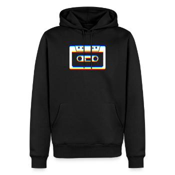L’art du glitch | Illusion d’optique Vaporwave EDM Rave - Sweat à capuche Premium bio Homme - noir - Devant - Nico (187cm)