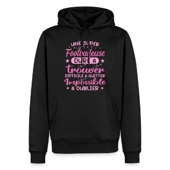 Une Super Footballeuse - Cadeau footballeuse - Sweat à capuche Premium bio Homme - noir - Devant - Nico (187cm)