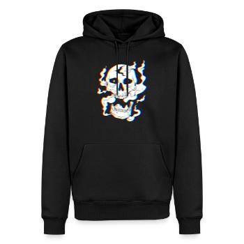 L’art du glitch | Illusion d’optique Vaporwave EDM Rave - Sweat à capuche Premium bio Homme - noir - Devant - Nico (187cm)