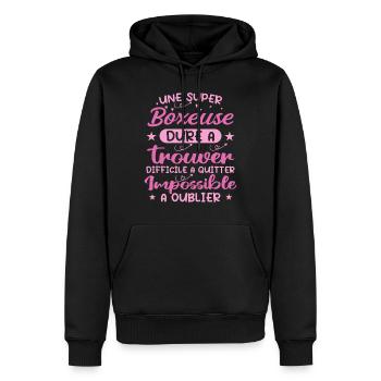 Une Super Boxeuse - Cadeau boxeuse - Sweat à capuche Premium bio Homme - noir - Devant - Nico (187cm)