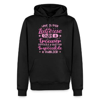 Une Super Lutteuse - Cadeau lutteuse - Sweat à capuche Premium bio Homme - noir - Devant - Nico (187cm)