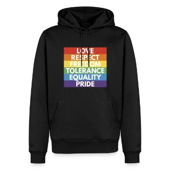 LGBTQ+ - Sweat à capuche Premium bio Homme - noir - Devant - Nico (187cm)