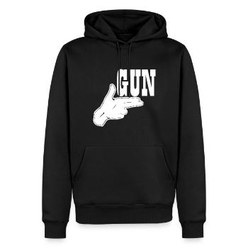 Fusil - Sweat à capuche Premium bio Homme - noir - Devant - Nico (187cm)