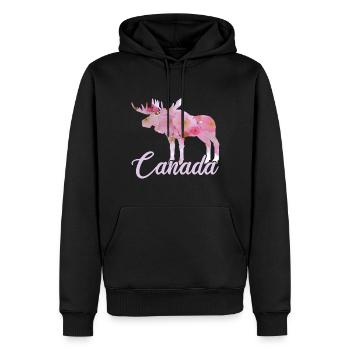 Flowers Canada Moose - Men’s Premium Organic Hoodie - black - Front - Nico (187cm)