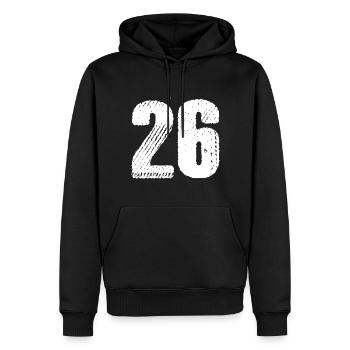 Maillot à 26 numéros - Sweat à capuche Premium bio Homme - noir - Devant - Nico (187cm)
