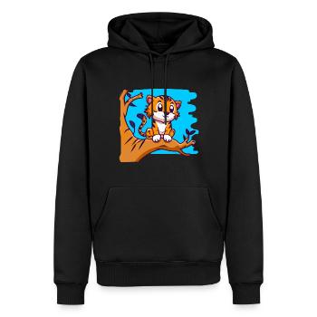 Tiger auf einem Baum - Männer Premium Bio Hoodie - Schwarz - Vorne - Nico (187cm)