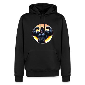 Gorille musclé du coucher du soleil - Sweat à capuche Premium bio Homme - noir - Devant - Nico (187cm)