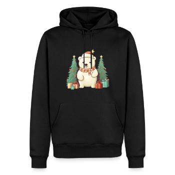 Mignon ours polaire de Noël - Sweat à capuche Premium bio Homme - noir - Devant - Nico (187cm)