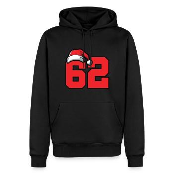 62 Numéro Noël - Sweat à capuche Premium bio Homme - noir - Devant - Nico (187cm)