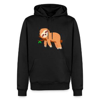 Sloth on Tree Extreme Chiller - Men’s Premium Organic Hoodie - black - Front - Nico (187cm)