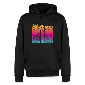 Vintage Fahrrad Mallorca Sonnenuntergang - Männer Premium Bio Hoodie - Schwarz - Vorne - Nico (187cm)