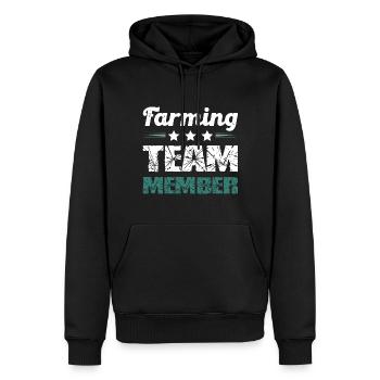 Farming Team - Männer Premium Bio Hoodie - Schwarz - Vorne - Nico (187cm)