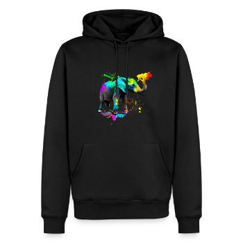Safari Art Éléphant - Sweat à capuche Premium bio Homme - noir - Devant - Nico (187cm)