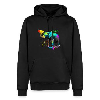 Safari Art Éléphant - Sweat à capuche Premium bio Homme - noir - Devant - Nico (187cm)